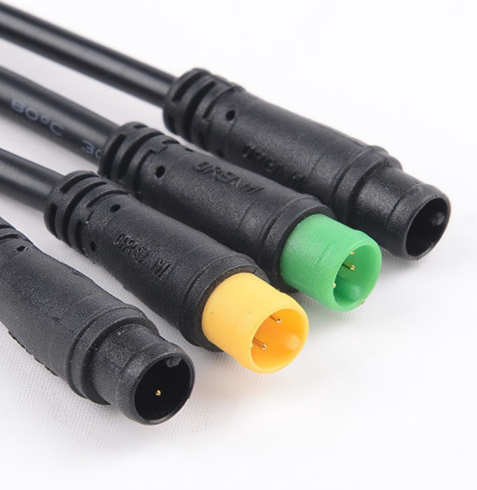 IP65电动自行车连接器公母2寸防水排线总成