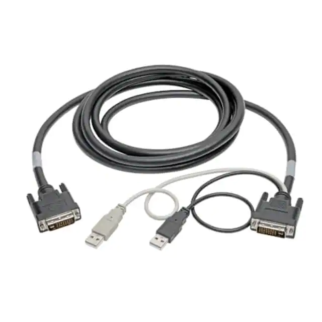 高品质 DVI 转 USB-A 双 KVM 公对公电缆组件