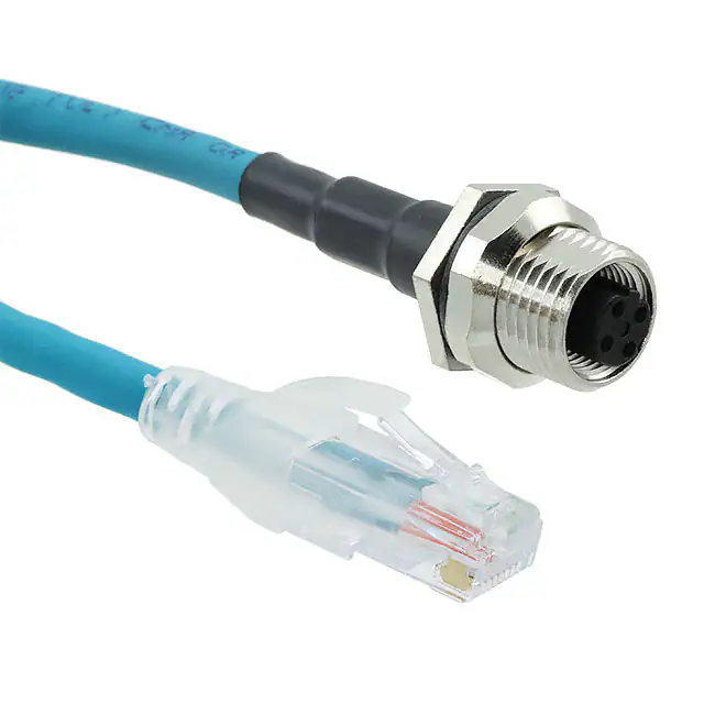 IP68 RJ45 公转 M12 4 针母插座电缆组件