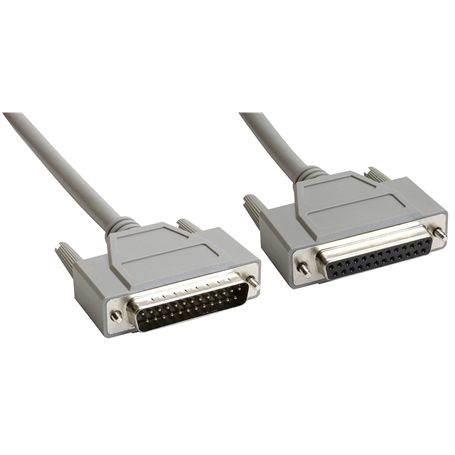 D-Sub 电缆组件 DB25 灰色，单股（圆形） 5，00'（1，52m） 插座，母型插口 至 插头，公引脚 屏蔽 多样化选择 锐诚达