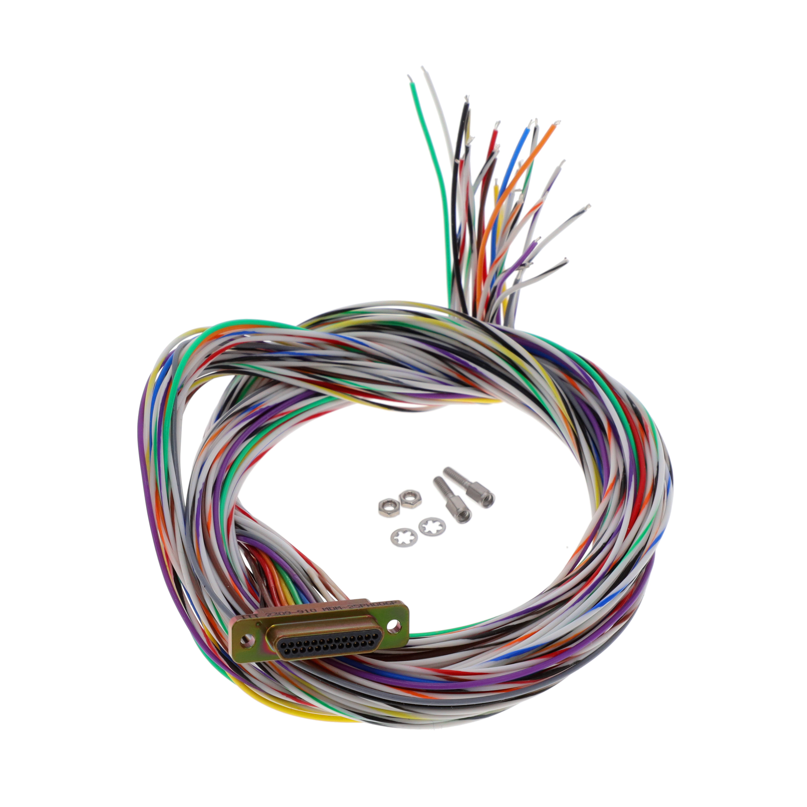 D-Sub 电缆组件 D 型，微型 D 多股，单股 3.00'（914.40mm） 插座，公形引脚 至 单条导线引线   多样化选择 锐诚达